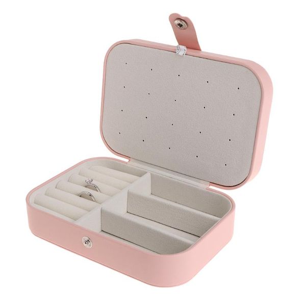 

jewelry storage box multi-functional organizer compartment earrings ear stud necklace bracelet ring case portable high-end fashi, Pink;blue