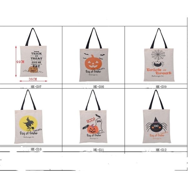 

cotton factoryraf1large factory7nvr2019 pumpkin,devil,spider hand sale canvas printed halloween candy gift bags w959