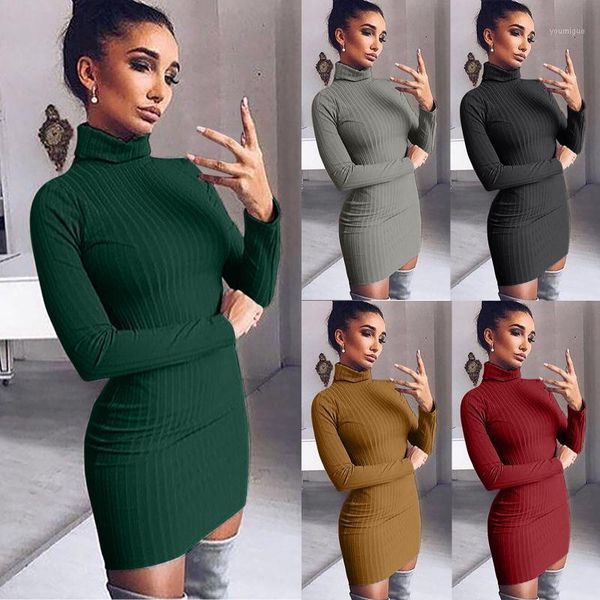 

4@ women winter sweater red dresses mini slim elastic turtleneck long sleeve lady bodycon robe dresses turtleneck dress1, Black;gray