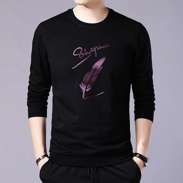 

long sleeve youth korean fashion brand round neck t-shirt casual sports sweater men's wear, Gray