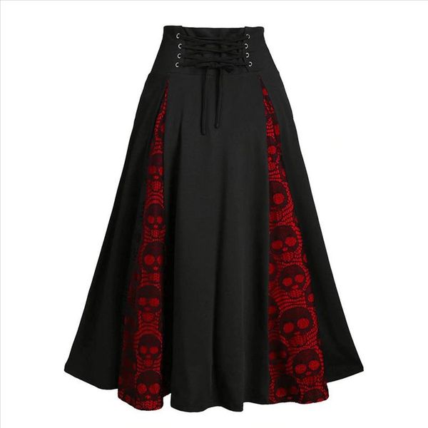 

gothic skirt women fashion high waist casual black skirts lace summer korean steampunk gothic pleated skirt party club wear