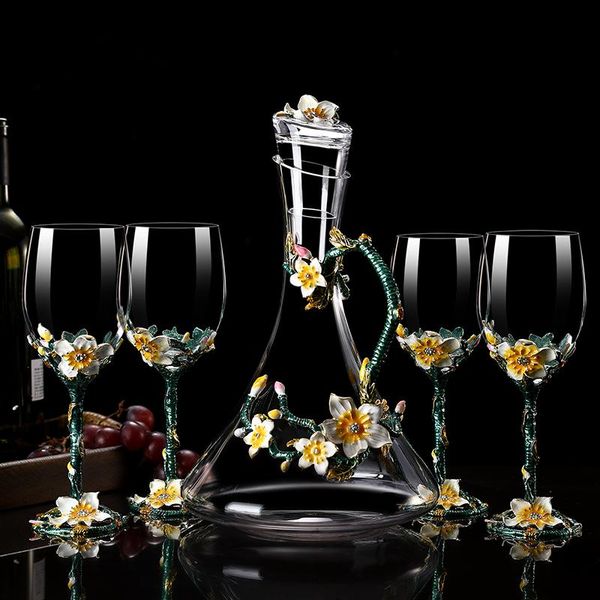 

wine glasses european enamel red glass decanter set creative crystal champagne goblet wedding gift