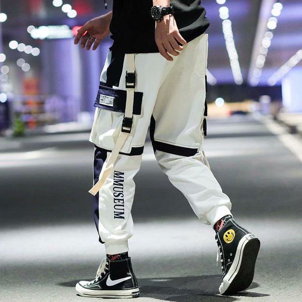 

2020 мода хип-хоп joggers лето осень мужчины спортивные штаны уличные мужские брюки брюки брюки уличные улицы случайные черные белые, Black