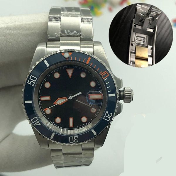 

2021 new popular men's automatic watch silver strap blue stainless steel men's leisure sports watch, Slivery;brown