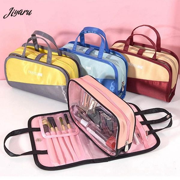 

2pcs multifunction female cosmetic bag organizer for cosmetics waterproof pvc wash bags beauty makeup brushes package