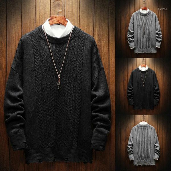 

fashion men's sweater autumn and winter new style solid color loose long sleeve pullover with o-neck sweater1, White;black