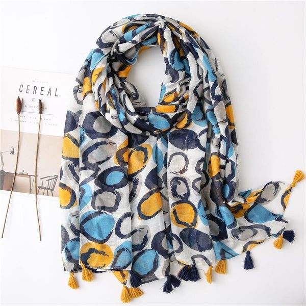 

scarves 2021 cotton women print scarf bandana hijab foulard cachecol poncho femme shawl scarfs bandanas, Blue;gray