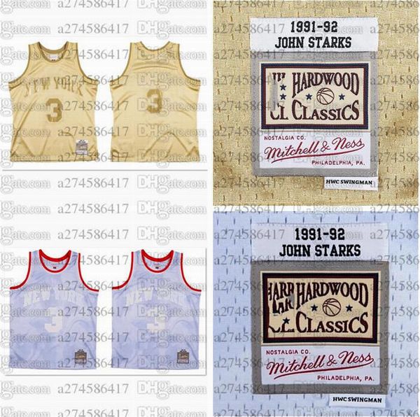 

men women youth basketball new york knicks 3 john starks 1991-92 hardwoods classics retro jersey, Black;red