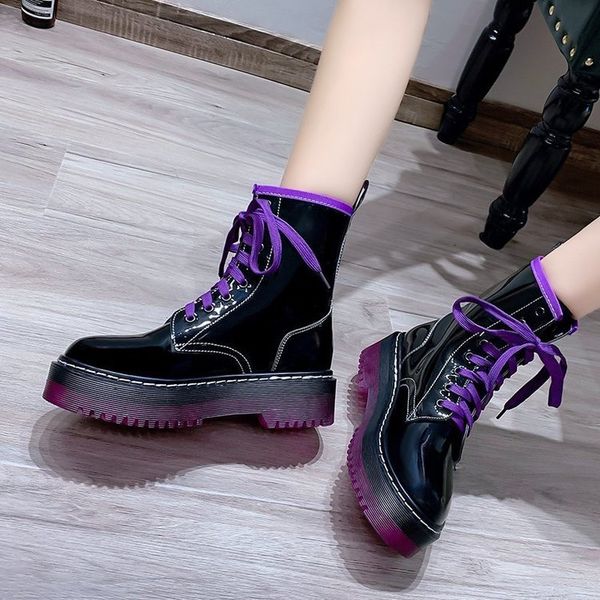 

2021 new fashions winter water women's shoes lace up to thick boots size 34-39 i8af, Black