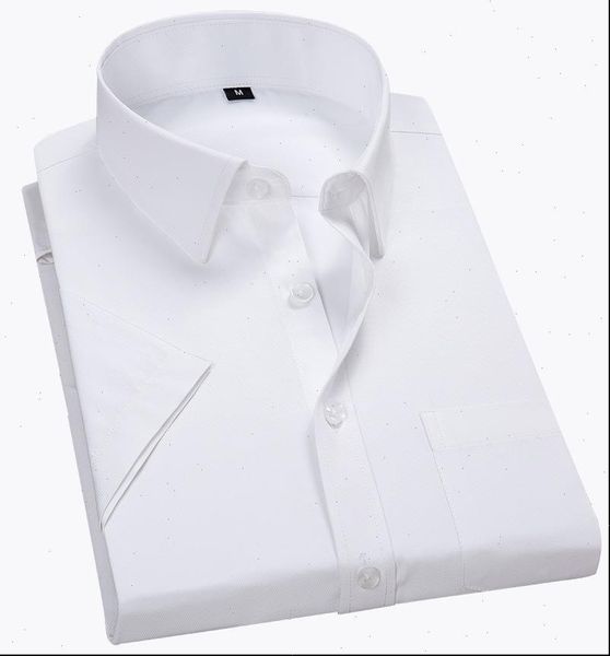 

quality summer men shirt short sleeved solid twill formal business white camisa masculina men social shirts 4xl 5xl 6xl 7xl 8xl, White;black