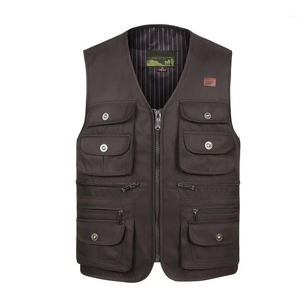 

pgraphy male vest casual loose plus size black men vest with many pockets1, Black;white