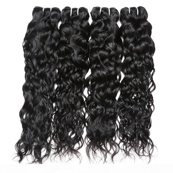 

8a brazilian natural wave virgin hair weave 4 bundles 8a 100% unprocessed human hair weft extensions natural color 95-100g pc, Black