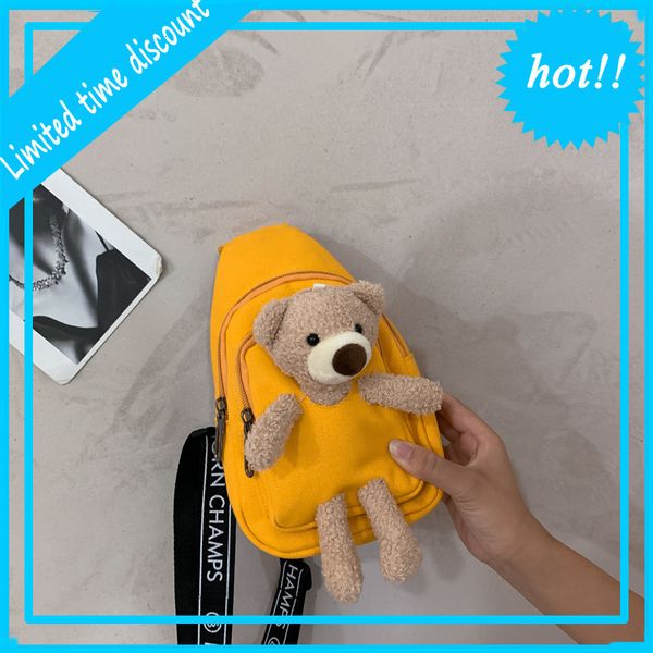 

bag women's autumn and winter 2020 new net red fashion chest cartoon bear canvas casual versatile messenger