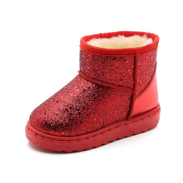 

boots kids snow 2021 soft bottom children' rubber shiny warm plush girls winter baby shoes chaussure fille, Black;grey