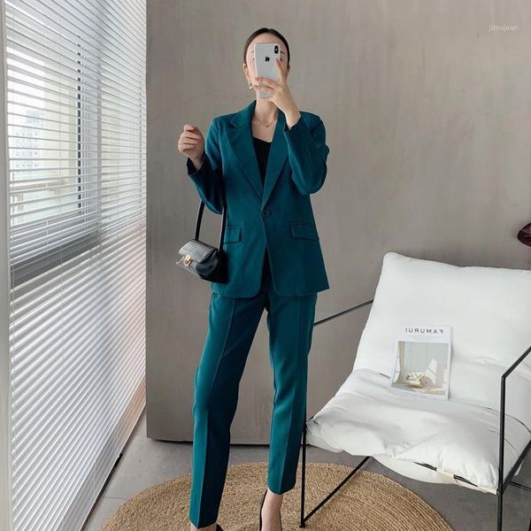 

office lady temperament business wear set spring and autumn new style women's suit 2-piece jacket + trousers women's pants suits1, White