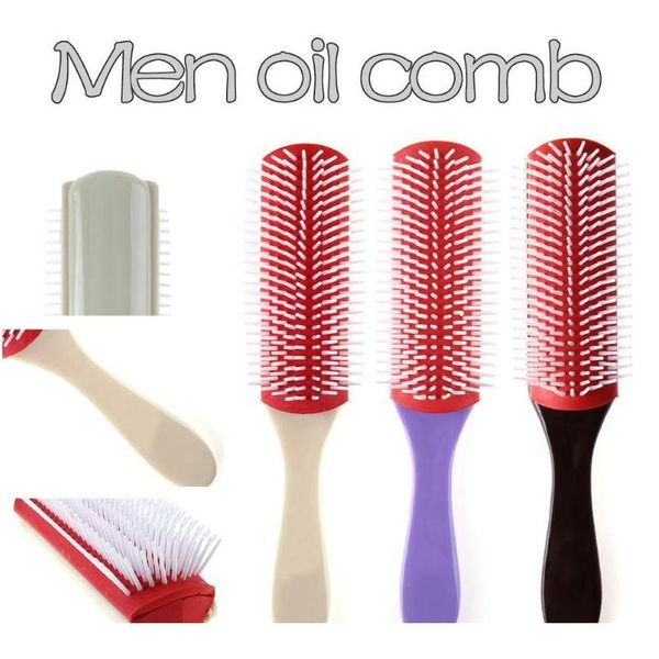 

anti-static 9 rows hair brush men oil comb hairbrush hairdressing scalp massager hair comb styli sqcdfa, Silver