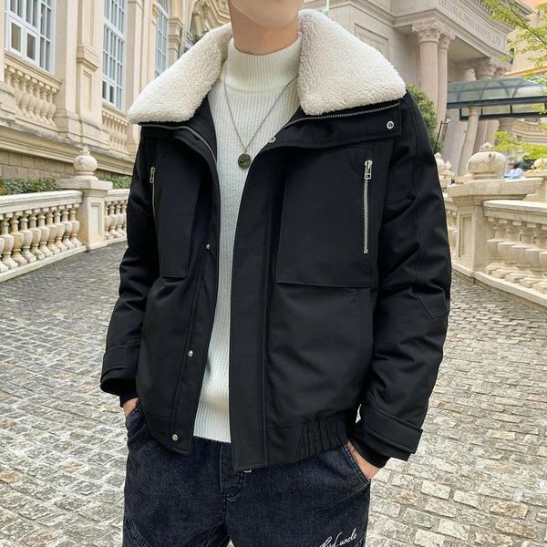 

men's down & parkas 2021 winter cotton padded short loose warm jacket, Black