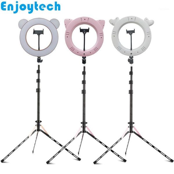 

aluminum alloy tripod holder with cute 11inches 28cm led ring flash lamp for live streaming video bloggers pgraphy vlog1