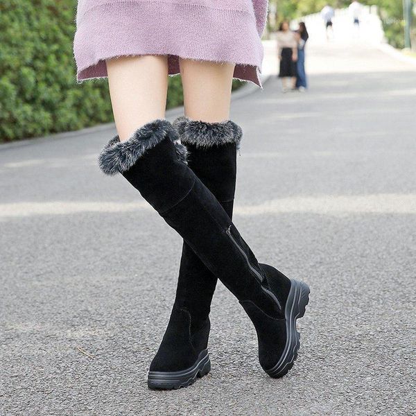 

boots large size 35-39 over the knee fashion shoes women keep warm snow high heels winter flock1, Black