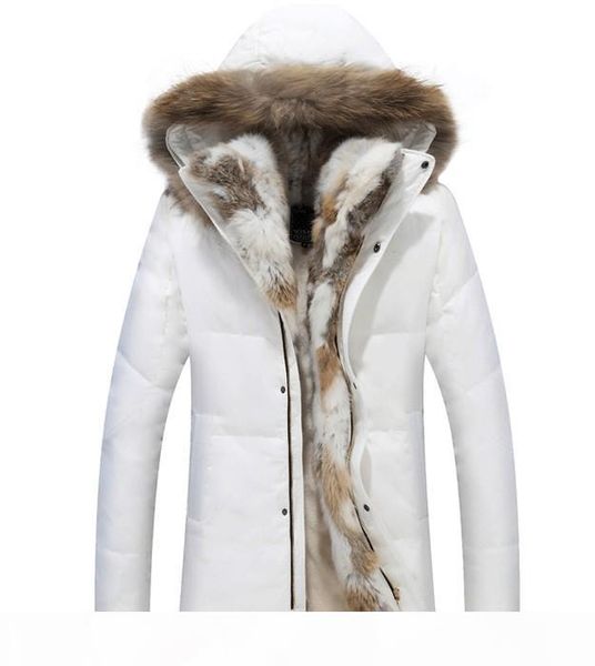 

real fur coat mens down jacket winter parkas couple clothes outdoor outwear overcoat thicking warm brand clothing large size 5xl, Black