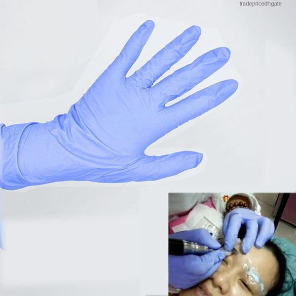 

gloves blue 50pcs/lot real nitrile rubber permanent disposable makeup finger protector household durable elastic tattoo accessories