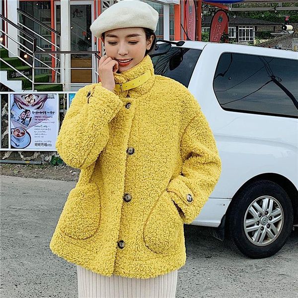 

women winter warm teddy coat 2019 fashion faux fur coat lamb fur jacket ladies basic jacket parka outwear blend1, Black