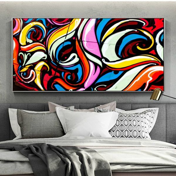 

абстрактный красочный череп граффити картина маслом на холсте современные поп-арт плакаты и принты стены фотографии для гостиной спальня дом