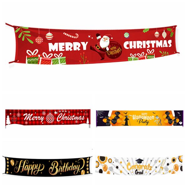 

graduate streamer halloween merry happy birthday christmas banner large xmas sign house home party decor props 3m*50cm f