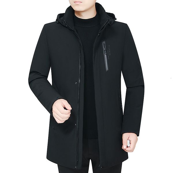 

2020 down and hooded men's mid long winter thickened cotton padded jacket, Black