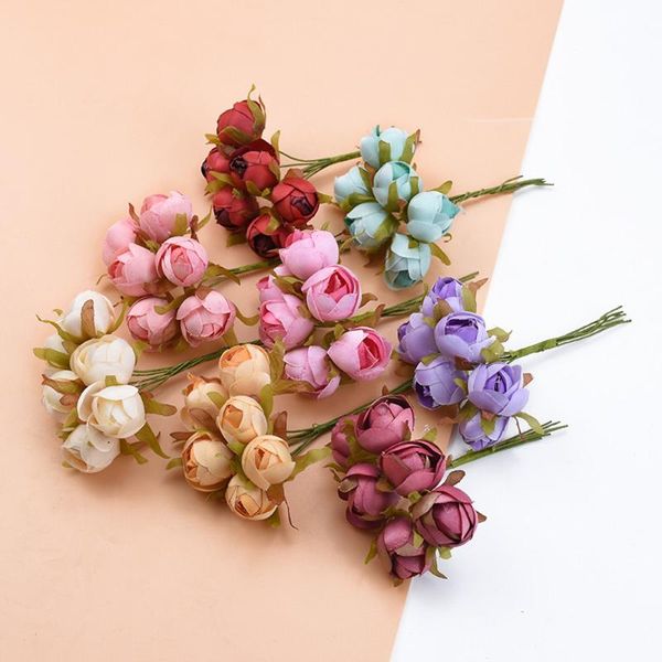 

6pcs multicolor artificial silk rose flowers for home decoration accessories fake flower wedding decorative
