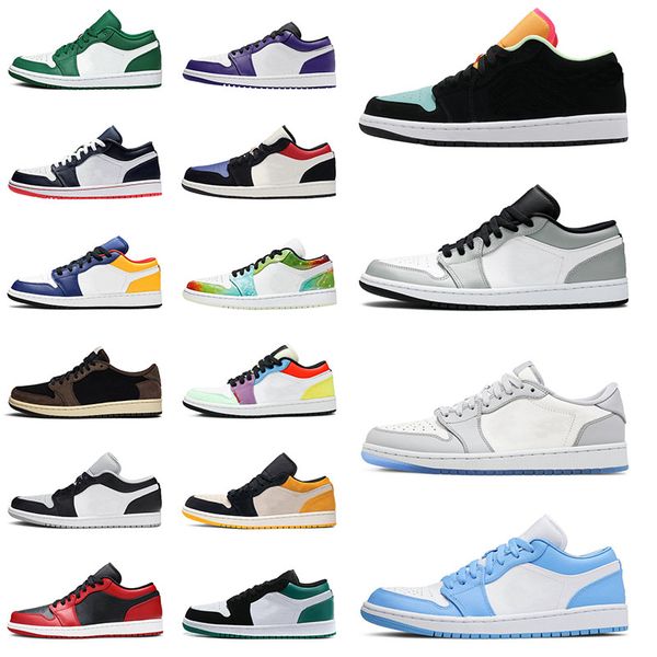 

jumpman 1 1s low mens women basketball shoes mocha light smoke aurora green unc bred mens sports sneakers trainers