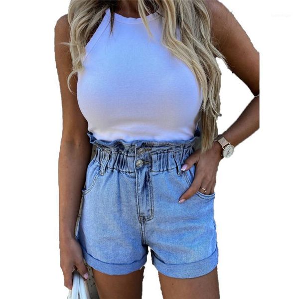 

women's shorts women's button denim classic vintage high waist blue wide leg female caual summer ladies jeans for women1, White;black