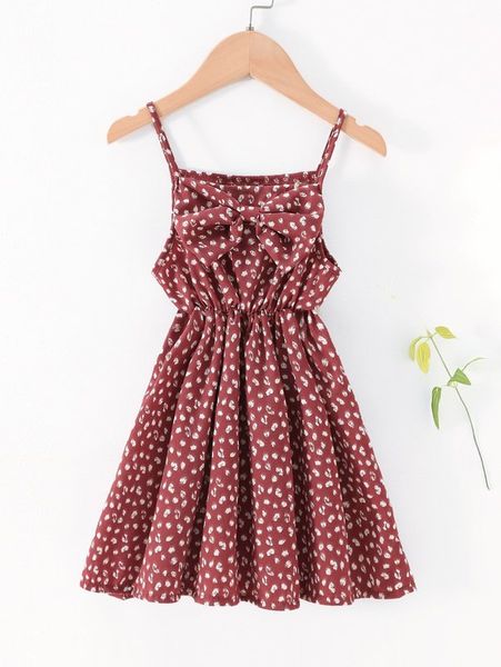 

toddler girls allover print bow front cami dress she, Red;yellow