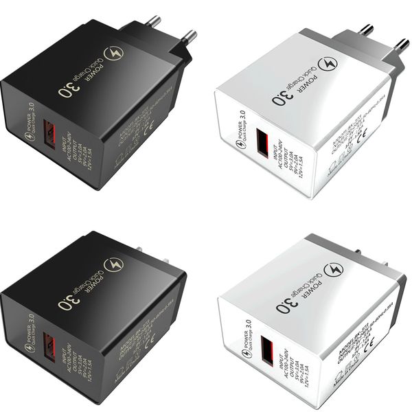 

wholesale 18w qc3.0 usb wall power adapter quick charger with eu us plug for iphone xiaomin huawei mobile phone