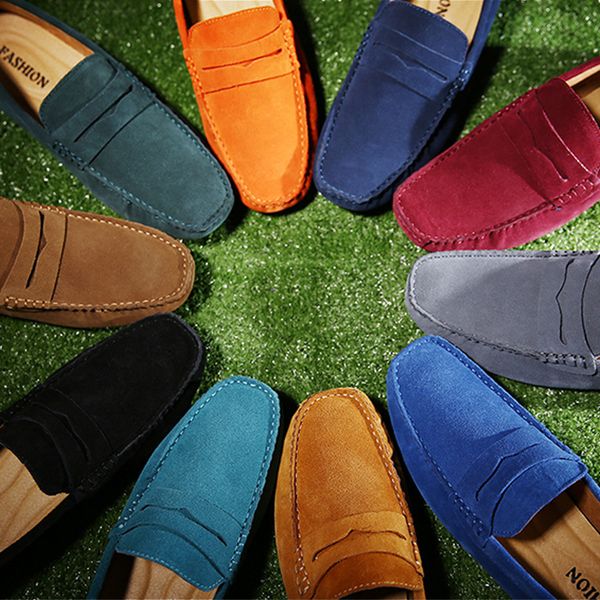

valstone quality men moccasins suede loafers low-slip-on casual shoes soft drive flats comfortable  colors plus size 38-49 201125, Black