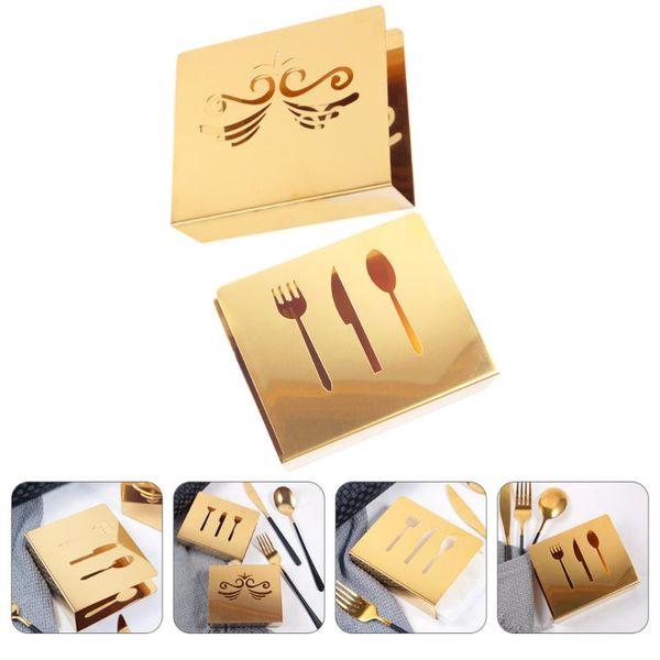 

2pcs exquisite golden paper towel holder dinner tablenapkin organizers