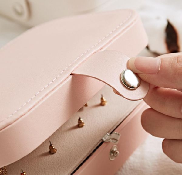 

new jewelry women 2 tiers jewelry portable box earrings travel case storage organizer con bbywlg nana_shop, Pink;blue