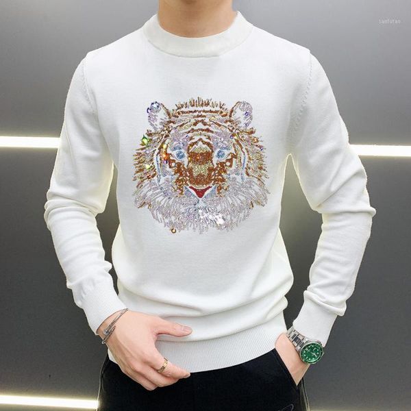 

super warm all-match winter sweater european new knit pullover men's cashmere custom diamond1, White;black