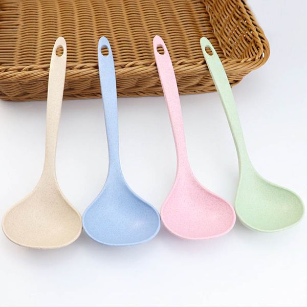 EcoSpoon Long Handle Soup & Rice Spoon - Wheat Straw Kitchen Scoop for Home Cooking, Meal Serving & Sauce Dipping.