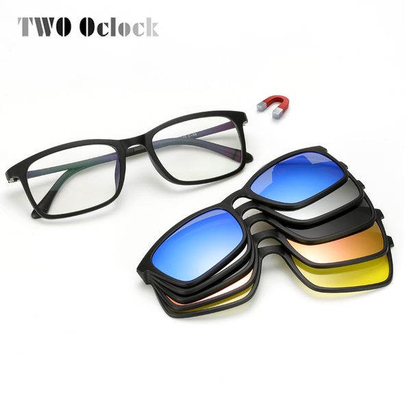 

two oclock ultra-light polarized magnet sunglasses men women clip on tr90 optical frame 5 in 1 myopia glasses lens 8803