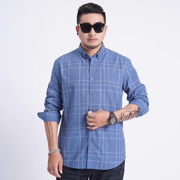 

men's casual shirts 2021 plaid plus size 8xl 7xl 6xl men shirt long sleeve dress large social clothing streetwear, White;black