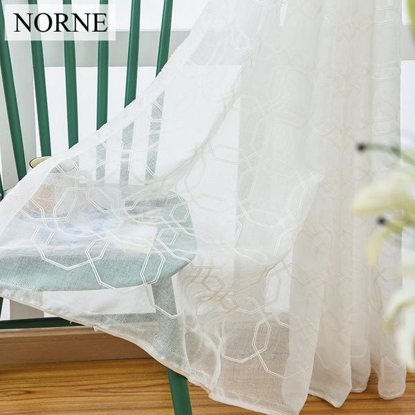 

norne embroidered semi white voiles geometric tulle sheer curtain for living room decoration,kitchen drape treatment for bedroom