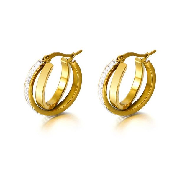 

gold hoop earrings for women stainless steel statement crystal earring woman accessories fashion piercing earrings cuffs jewelry, Golden;silver
