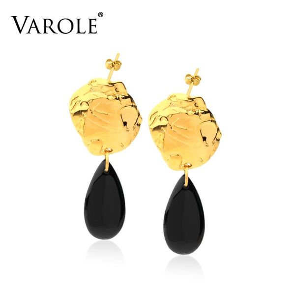 

varole black a-g-a-t-e drop earrings for women statement gold color dangle earings fashion jewelry 2021 brinco oorbellen, Silver