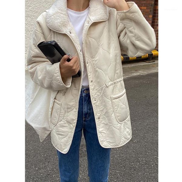 

2021 korean casual autumn winter women jackets quilted puffer parkas high-quality warm cotton jacket oversize coat female1, Black