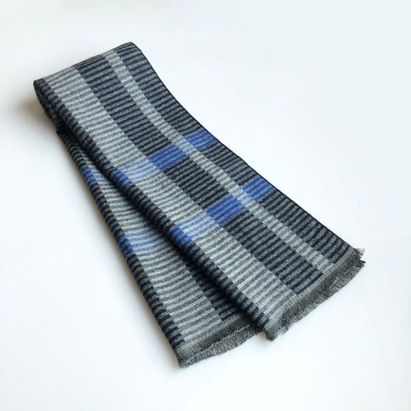 

scarves 2021 classic geometric gentleman elegant gray autumn winter men striped scarf male lattice warm long muffler, Blue;gray