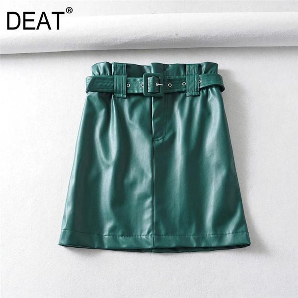 

skirts deat 2021 autumn and winter ruffles waist belt high a-line mini length halfbody girl's skirt female fashion wo38901l, Black