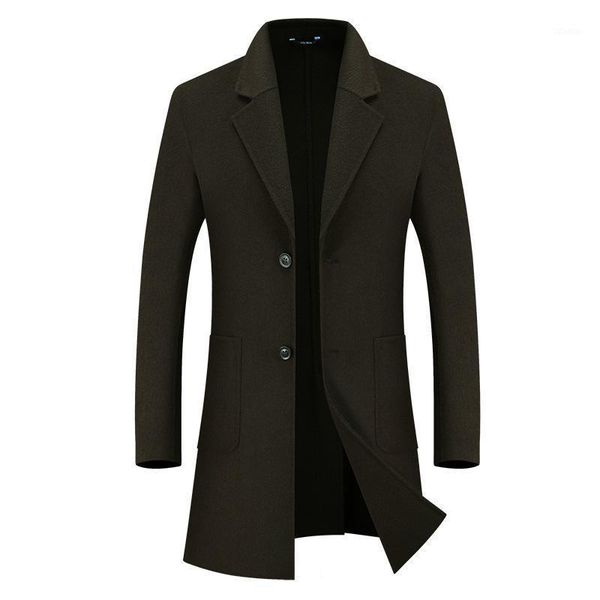 

men's double face nizi coat men's medium and long version korean casual fabric thickened woollen fabric winter nizi coat1, Black