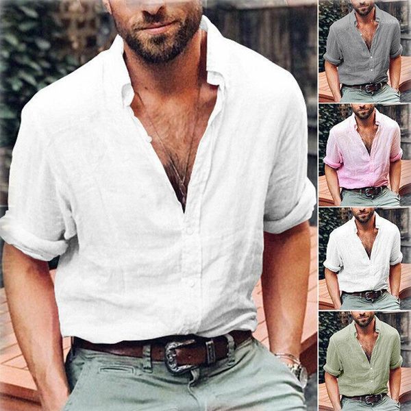 

men's casual shirts men summer linen breathable solid slim fitness long sleeve male shirt camisa masculina1, White;black