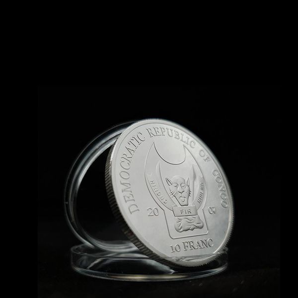 

rh silver plated african congo endangered wildlife leopard commemorative coin challenge coins collectibles for business gifts f bbyesn